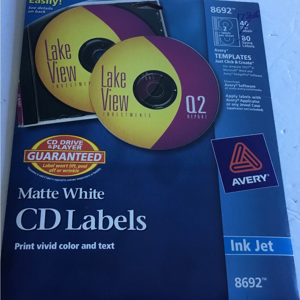 Avery CD label makers. 17 sheets